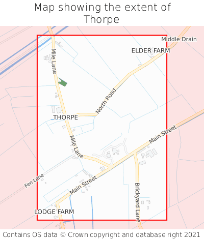 Map showing extent of Thorpe as bounding box