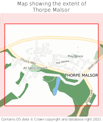Map showing extent of Thorpe Malsor as bounding box