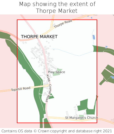 Map showing extent of Thorpe Market as bounding box