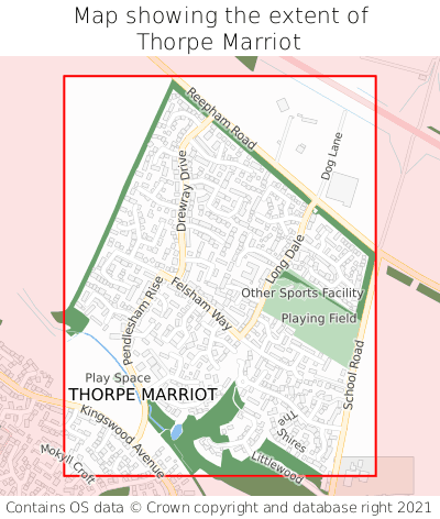 Map showing extent of Thorpe Marriot as bounding box