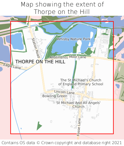 Map showing extent of Thorpe on the Hill as bounding box