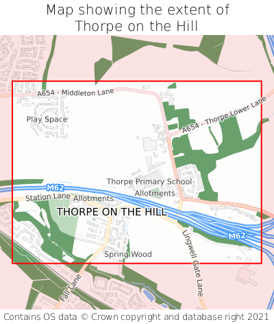 Map showing extent of Thorpe on the Hill as bounding box