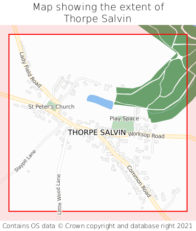 Map showing extent of Thorpe Salvin as bounding box