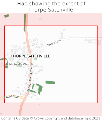 Map showing extent of Thorpe Satchville as bounding box