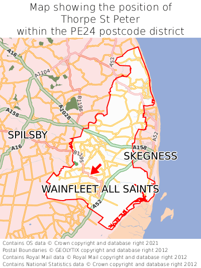 Map showing location of Thorpe St Peter within PE24