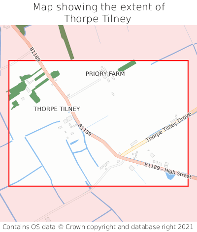 Map showing extent of Thorpe Tilney as bounding box