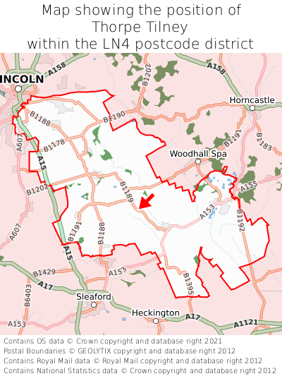 Map showing location of Thorpe Tilney within LN4