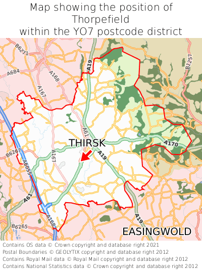 Map showing location of Thorpefield within YO7
