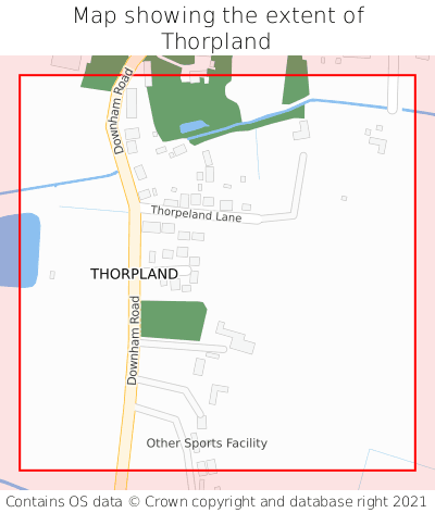 Map showing extent of Thorpland as bounding box