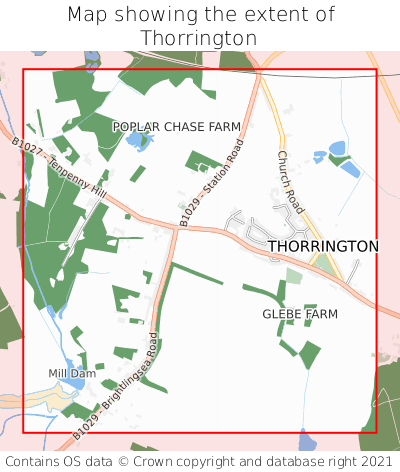 Map showing extent of Thorrington as bounding box