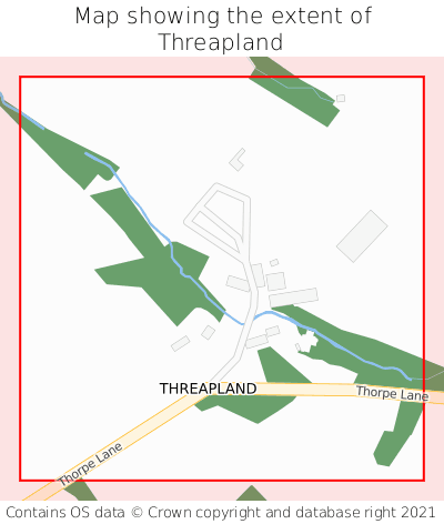 Map showing extent of Threapland as bounding box