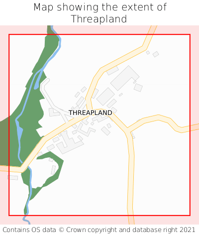 Map showing extent of Threapland as bounding box