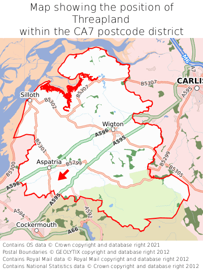 Map showing location of Threapland within CA7