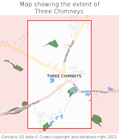 Map showing extent of Three Chimneys as bounding box