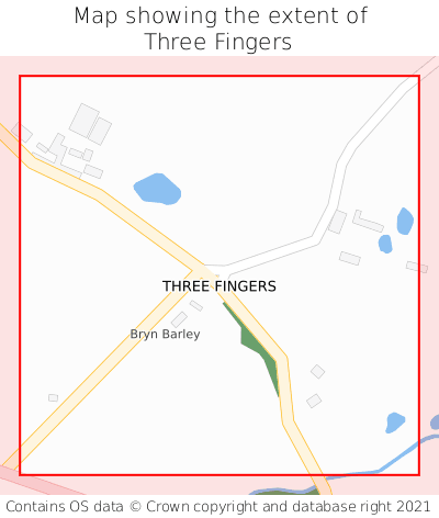 Map showing extent of Three Fingers as bounding box