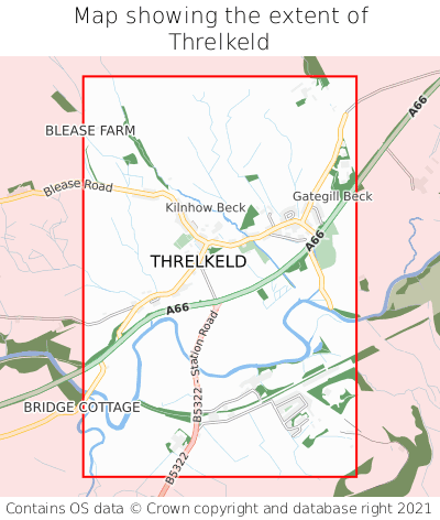 Map showing extent of Threlkeld as bounding box