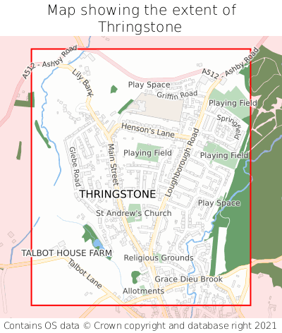 Map showing extent of Thringstone as bounding box
