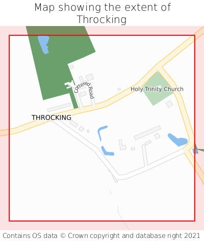 Map showing extent of Throcking as bounding box