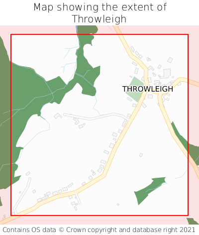 Map showing extent of Throwleigh as bounding box