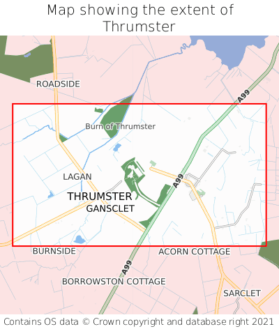 Map showing extent of Thrumster as bounding box