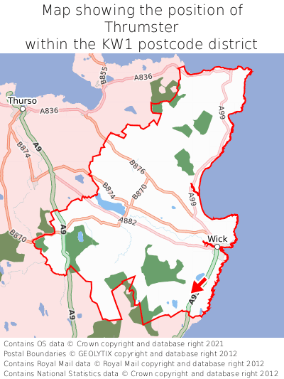 Map showing location of Thrumster within KW1