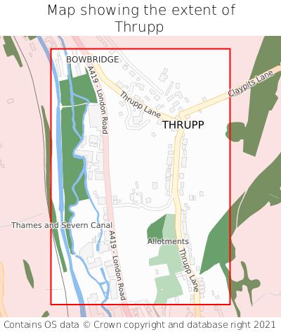 Map showing extent of Thrupp as bounding box