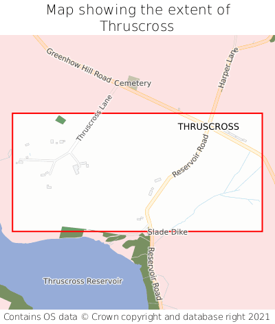 Map showing extent of Thruscross as bounding box