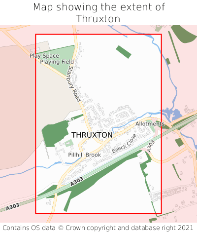 Map showing extent of Thruxton as bounding box