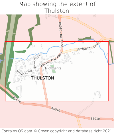 Map showing extent of Thulston as bounding box
