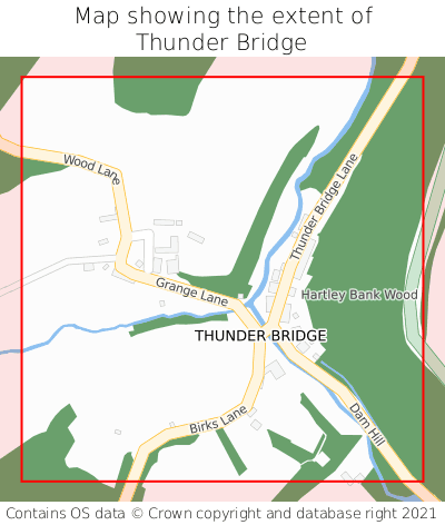 Map showing extent of Thunder Bridge as bounding box