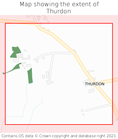 Map showing extent of Thurdon as bounding box