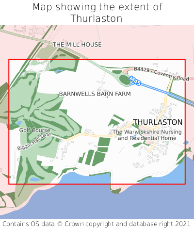 Map showing extent of Thurlaston as bounding box