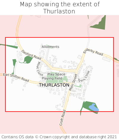 Map showing extent of Thurlaston as bounding box