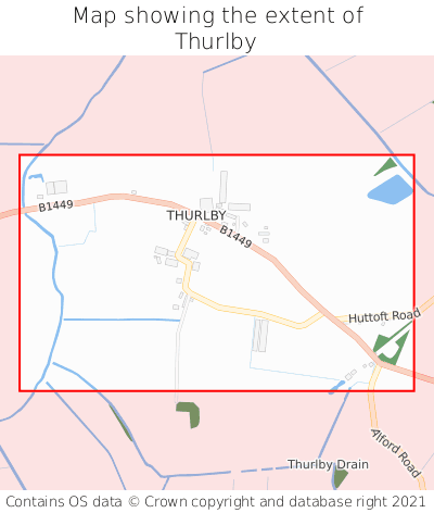 Map showing extent of Thurlby as bounding box