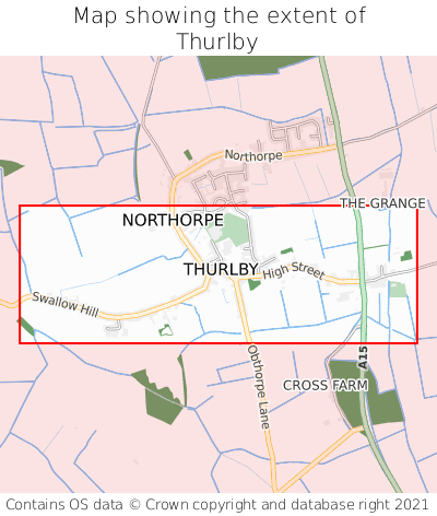 Map showing extent of Thurlby as bounding box