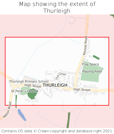 Map showing extent of Thurleigh as bounding box