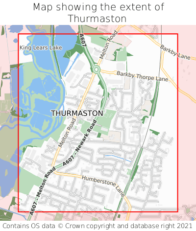Map showing extent of Thurmaston as bounding box