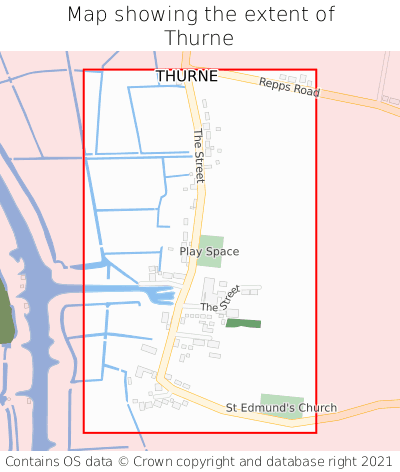 Map showing extent of Thurne as bounding box