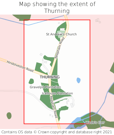 Map showing extent of Thurning as bounding box