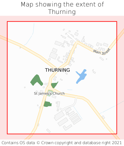 Map showing extent of Thurning as bounding box