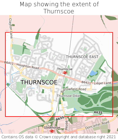 Map showing extent of Thurnscoe as bounding box