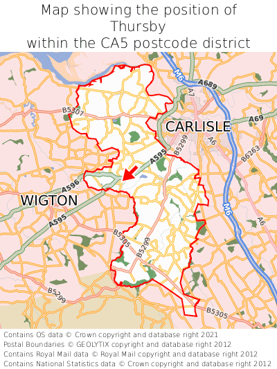 Map showing location of Thursby within CA5