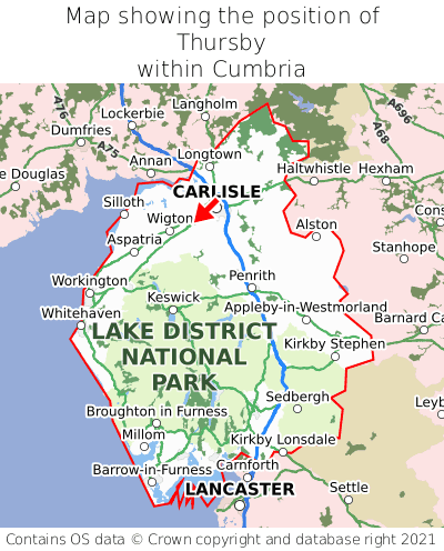 Map showing location of Thursby within Cumbria