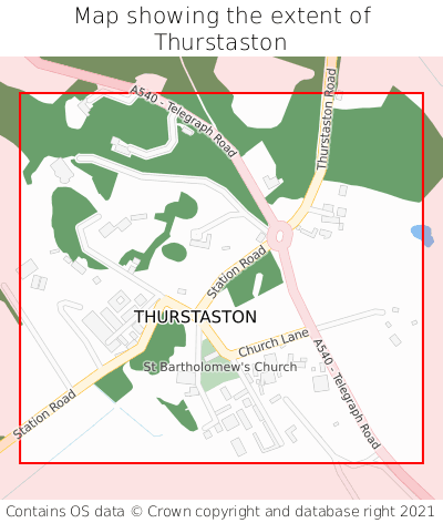 Map showing extent of Thurstaston as bounding box