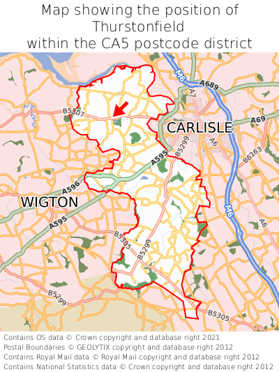 Map showing location of Thurstonfield within CA5