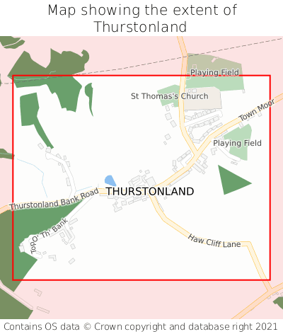 Map showing extent of Thurstonland as bounding box