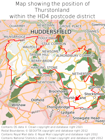Map showing location of Thurstonland within HD4