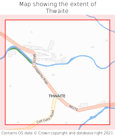Map showing extent of Thwaite as bounding box
