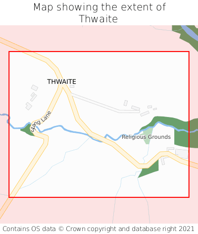 Map showing extent of Thwaite as bounding box