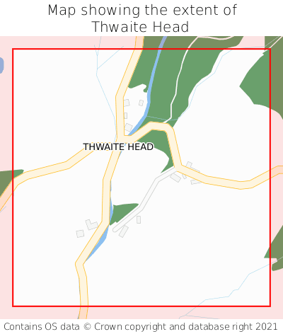 Map showing extent of Thwaite Head as bounding box